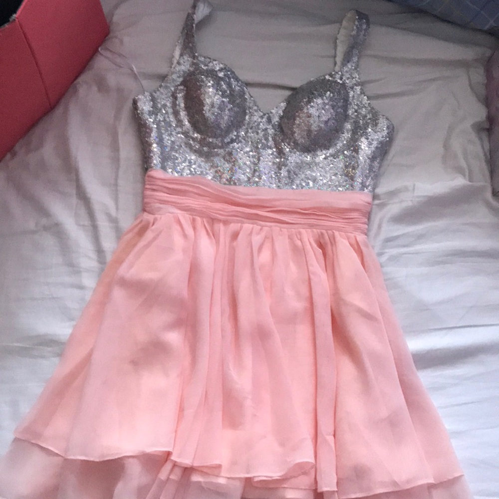 Pink sequenced homecoming dress